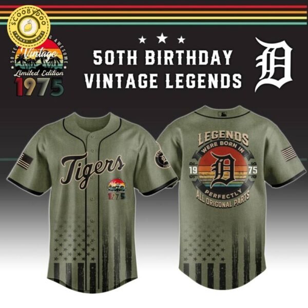 Detroit Tigers x 50th Birthday Vintage Legends Mashup Usa Design Baseball Jersey