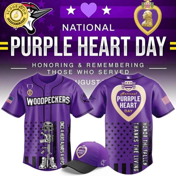 Fayetteville Woodpeckers x Purple Heart Day Baseball Jersey