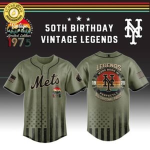 NY Mets x 50th Birthday Vintage Legends Mashup Usa Design Baseball Jersey