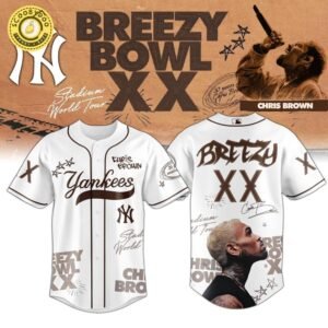 NY Yankees x Chris Brown Breezy Bowl XX World Tour 2025 Jersey Editions Limited White