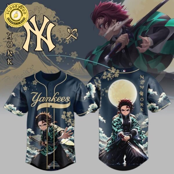 NY Yankees x Wave Breathing Demon Slayer Baseball Jersey