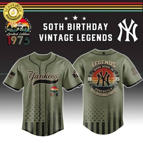 New York Yankees x 50th Birthday Vintage Legends Mashup Usa Design Baseball Jersey