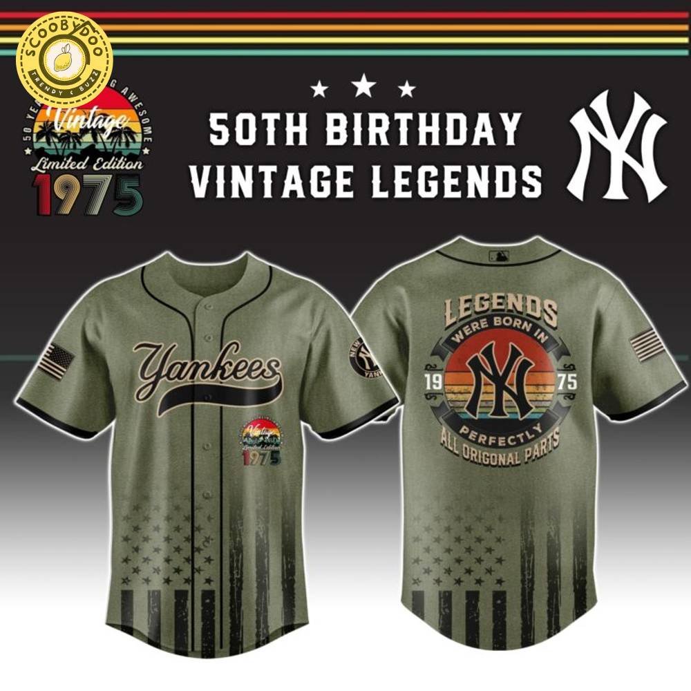 New York Yankees x 50th Birthday Vintage Legends Mashup Usa Design Baseball Jersey New York Yankees x 50th Birthday Vintage Legends Mashup Usa Design Baseball Jersey