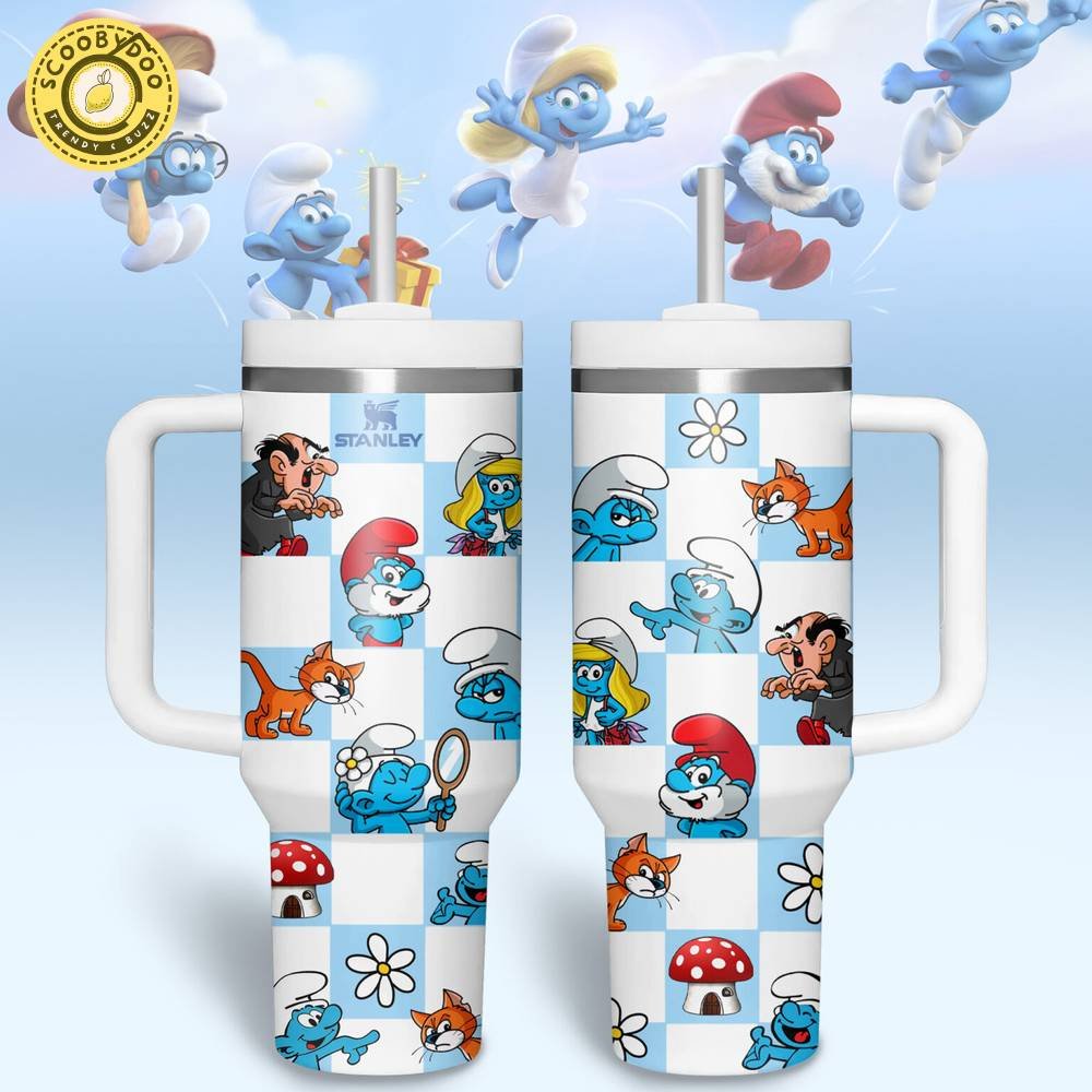 Premium Smurfs Tumbler with Handle Premium Smurfs Tumbler with Handle