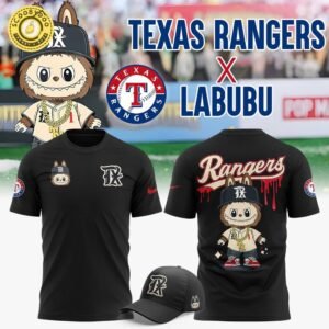 Texas Rangers x Labubu baseball New 2025 Special T-Shirt (Black)