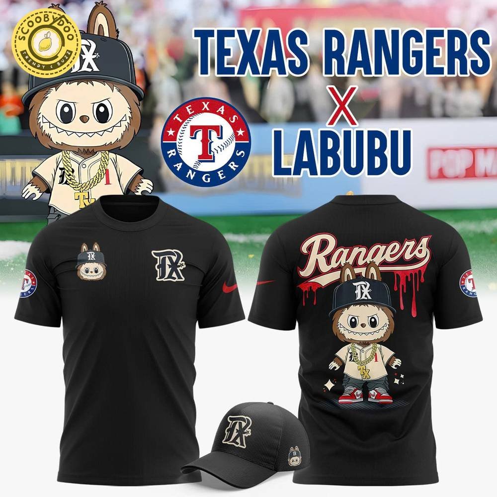 Texas Rangers x Labubu baseball New 2025 Special T-Shirt (Black) Texas Rangers x Labubu baseball New 2025 Special T-Shirt (Black)