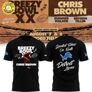 VIP.New Edition Detroit Lions x Chris Brown·Breezy Bowl XX 2025 Tshirt