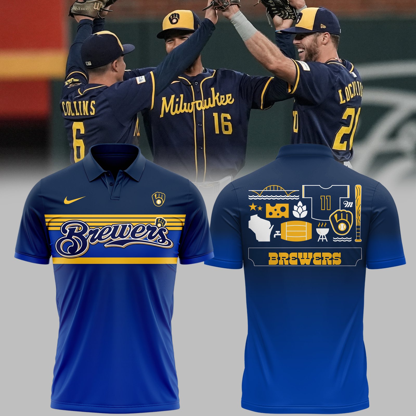 Limited Edition Milwaukee Brewers MLB Polo Shirt Limited Edition Milwaukee Brewers MLB Polo Shirt