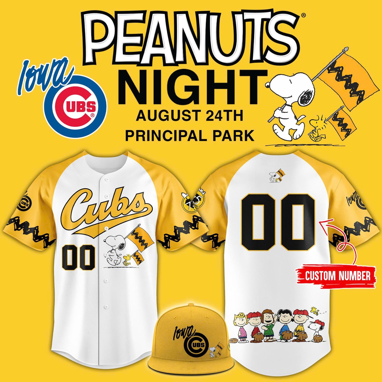 Iowa Cubs 2025 Peanuts Night Jersey Iowa Cubs 2025 Peanuts Night Jersey