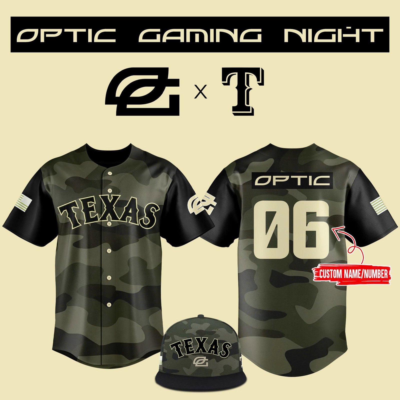 Texas Rangers x Optic Gaming Night Custom Jersey Texas Rangers x Optic Gaming Night Custom Jersey
