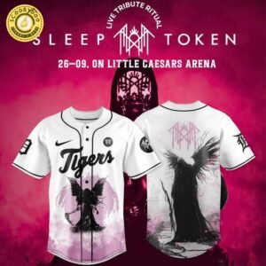 Detroit Tigers x Sleep Token: Even in Arcadia Tour Merch White Jersey