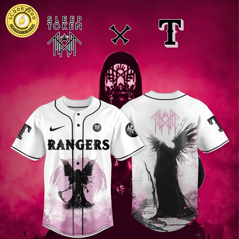 Texas Rangers X Sleep Token: Even in Arcadia Tour Merch White Jersey Texas Rangers X Sleep Token: Even in Arcadia Tour Merch White Jersey