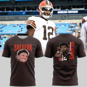 Special New Shedeur Sanders Brown Cleveland Browns Graphic Player T-Shirt