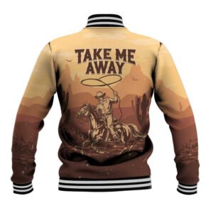 Black Cowboy Take Me Away Baseball Jacket