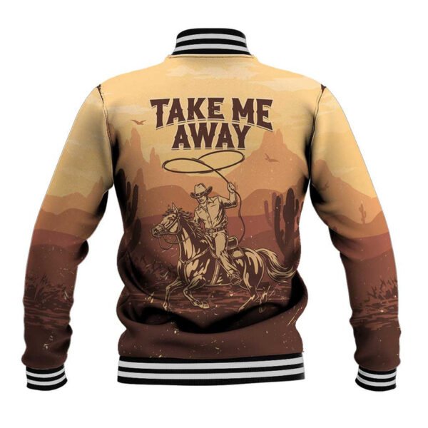 Black Cowboy Take Me Away Baseball Jacket
