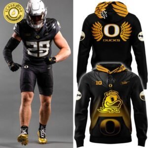 Men’s Nike Black & Gold Oregon Football Shoe Duck Hoodie (Special Edition)