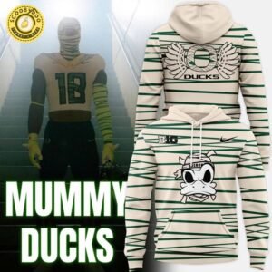 Oregon Ducks Mummy Mode White Hoodie 2025