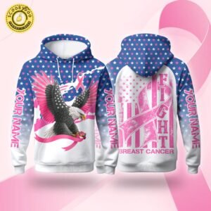 Personalized Eagle Pink Ribbon Fight Breast Cancer Awareness Hoodie