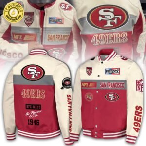 San Francisco 49ers 1946 NFC West Special Bomber Jacket – Eggshell-Red