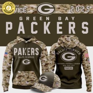 Men’s Green Bay Packers Nike Olive/Camo 2025 Salute to Service Sideline Limited Hoodie