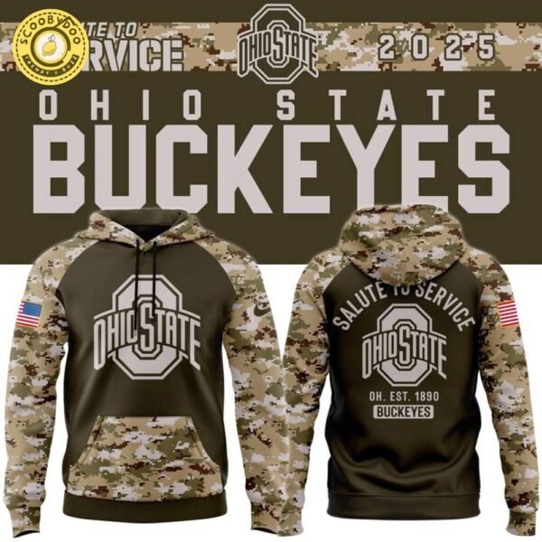 Men’s Nike Ohio State Football Olive/camo 2025 Salute To Service Hoodie
