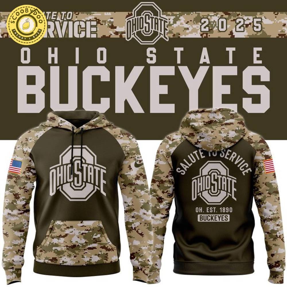 Men's Nike Ohio State Football Olive/camo 2025 Salute To Service Hoodie Men's Nike Ohio State Football Olive/camo 2025 Salute To Service Hoodie