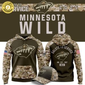 Minnesota Wild Salute to Service 2025 New Hoodie
